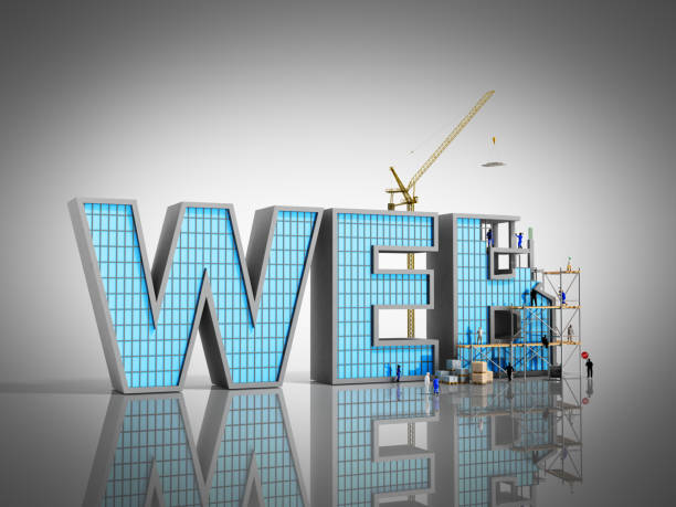 網(wǎng)頁程式開發(fā)概念建設者正在題字 web 上藍色 3d 插圖 - 網(wǎng)站門戶搭建 個照片及圖片檔